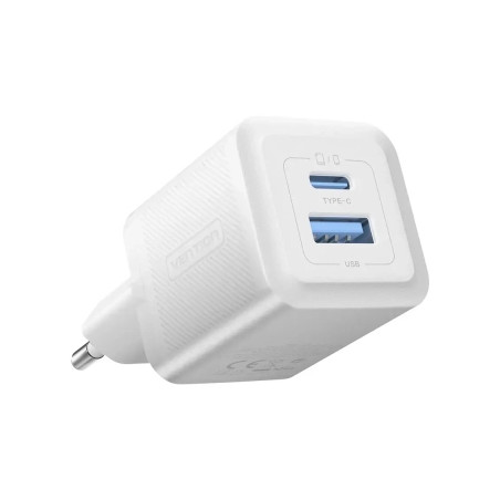 Зарядний пристрій Vention 1xUSB-C PD30W + 1xUSB QC3.0 30W GaN white (FEQW0-EU)