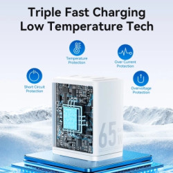Зарядний пристрій Vention 2xUSB-C PD65W + 1xUSB QC3.0 60W GaN white (FERW0-EU)