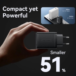 Зарядний пристрій Vention 2xUSB-C PD65W + 1xUSB QC3.0 60W GaN white (FERW0-EU)