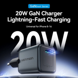 Зарядний пристрій Vention USB-C PD20W GaN gray (FEVH0-EU)
