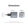 Зарядний пристрій Vention 1xUSB-C PD30W + 1xUSB QC3.0 18W GaN gray (FEWH0-EU)
