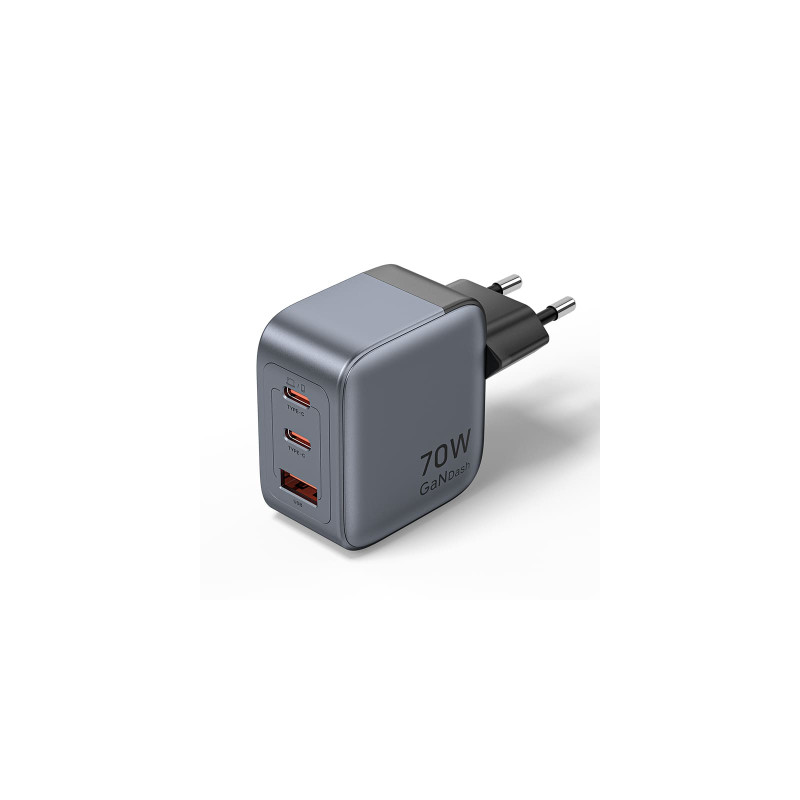Зарядний пристрій Vention 2xUSB-C PD70W + 1xUSB QC3.0 22.5W GaN gray (FEXH0-EU)