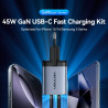 Зарядний пристрій Vention 2xUSB-C PD45W GaN + cable USB-C to USB-C 1.0m 5A gray (TZ-FCFH0-EU)