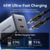 Зарядний пристрій Vention 2xUSB-C PD45W GaN + cable USB-C to USB-C 1.0m 5A gray (TZ-FCFH0-EU)