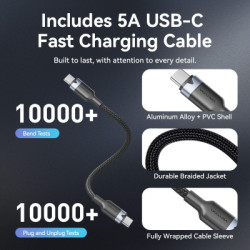 Зарядний пристрій Vention 2xUSB-C PD45W GaN + cable USB-C to USB-C 1.0m 5A gray (TZ-FCFH0-EU)
