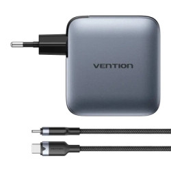 Зарядний пристрій Vention 3xUSB-C PD100W + 1xUSB QC3.0 30W GaN + cable USB-C to USB-C 1.0m gray (TZ-FETH0-EU)