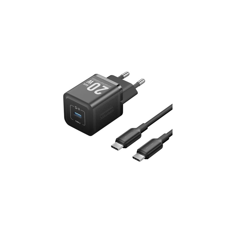 Зарядний пристрій Vention USB-C PD20W GaN black (FEPB0-EU)