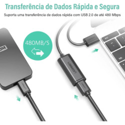 Дата кабель USB 2.0 AM to AF 20.0m Active black Ugreen (10324)