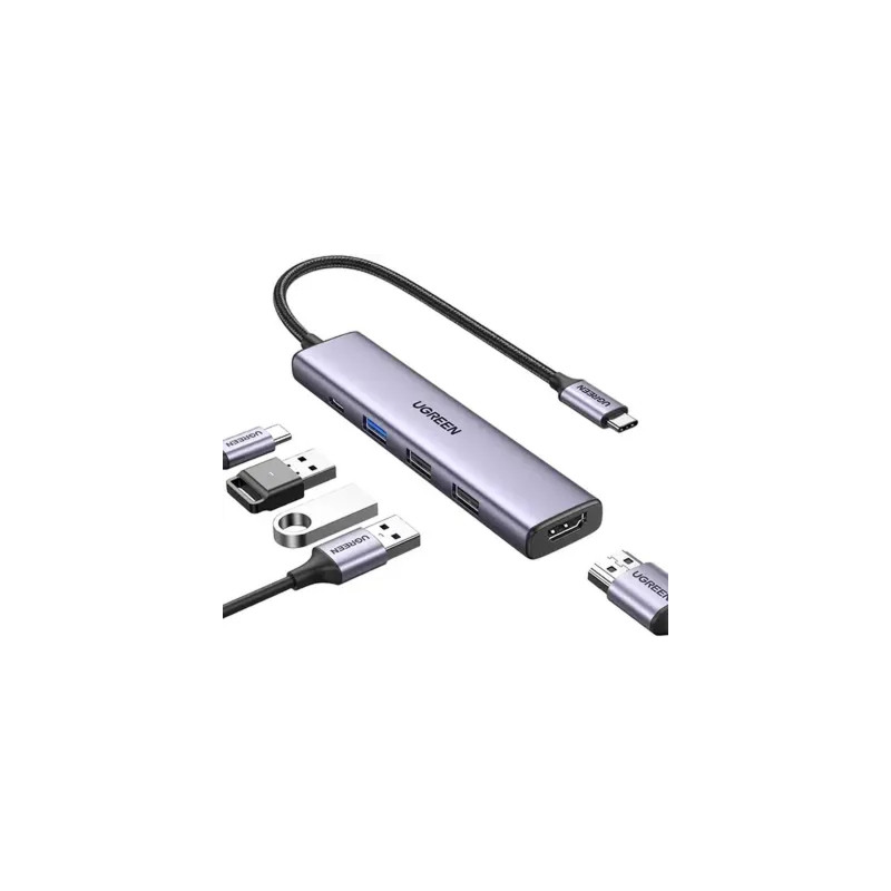 Концентратор Ugreen USB-C 3-in-1 HDMI 4K + USB 3.0 + PD 100W (U_15495)