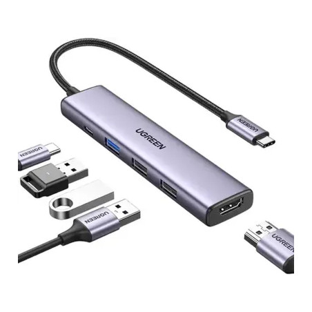 Концентратор Ugreen USB-C 3-in-1 HDMI 4K + USB 3.0 + PD 100W (U_15495)