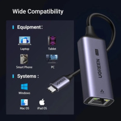 Перехідник USB-C to RJ45 Ethernet 2500Mbps Ugreen (25052)