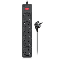 Мережевий фільтр живлення REAL-EL RS-Protect 505, 5m, black (EL122300046)