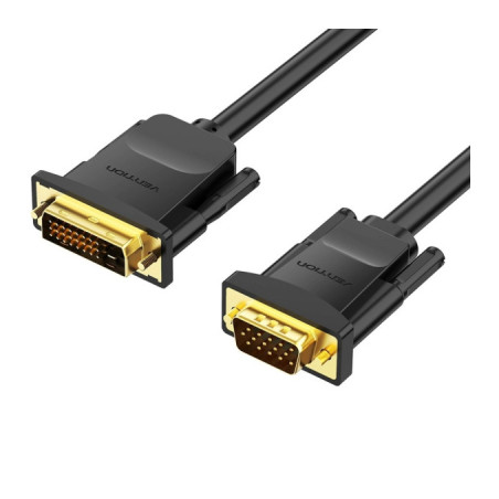 Кабель мультимедійний DVI M to VGA M 1.5m 24+1pin black Vention (EABBG)