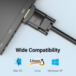 Кабель мультимедійний DVI M to VGA M 1.5m 24+1pin black Vention (EABBG)