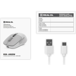 Мишка REAL-EL RM-480W Wireless/Bluetooth White (EL123200050)