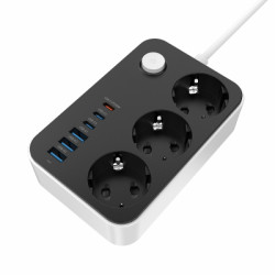 Мережевий фільтр живлення ColorWay CW-CHE36PDB, 3 розетки/ 3USB + 3TYPE-C 2M (CW-CHE36PDB)