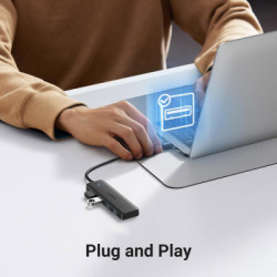 Концентратор Ugreen USB 3.0 to 4хUSB 3.0 0.15m Space Gray CM219 (25851)