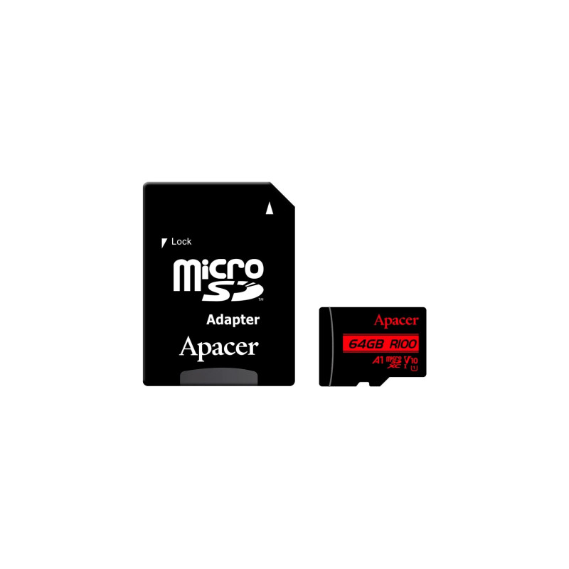 Карта пам'яті Apacer 64GB microSD class 10 UHS-I V10 A1 (AP64GMCSX10UB-R)