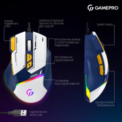 Мишка GamePro GM300BL USB Blue/White (GM300BL)