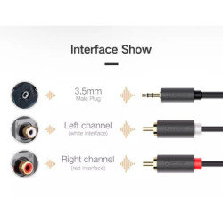Кабель мультимедійний 3.5mm M to 2xRCA M 2.0m AV102 black Ugreen (10510)