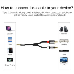 Кабель мультимедійний 3.5mm M to 2xRCA M 2.0m AV116 black Ugreen (10584)