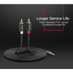 Кабель мультимедійний 3.5mm M to 2xRCA M 2.0m AV116 black Ugreen (10584)