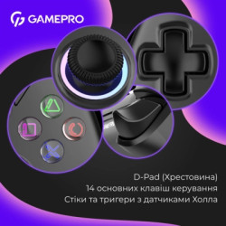 Геймпад GamePro GPS13B BT 5.3/USB/PC/iOS/Android/PS3/PS4 RGB Black (GPS13B)