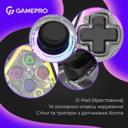 Геймпад GamePro GPS13T BT 5.3/USB/PC/iOS/Android/PS3/PS4 RGB Transparent (GPS13T)