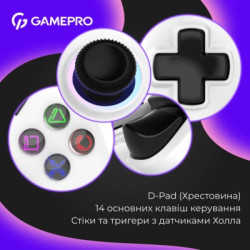 Геймпад GamePro GPS13W BT 5.3/USB/PC/iOS/Android/PS3/PS4 RGB White (GPS13W)