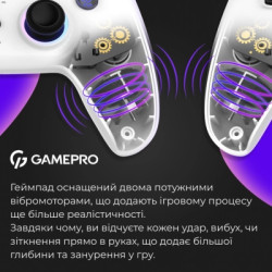Геймпад GamePro GPS13W BT 5.3/USB/PC/iOS/Android/PS3/PS4 RGB White (GPS13W)