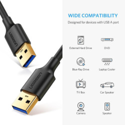 Дата кабель USB 3.0 AM/AM 0.5m US128 black Ugreen (10369)