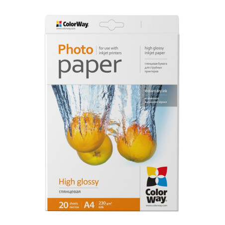 Фотопапір ColorWay A4 230г Glossy 20ст (PG230020A4)