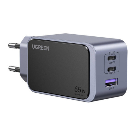Зарядний пристрій Ugreen 3xUSB 65W (2xUSB-C+USB-A) Gan Nexode Fast Charger Grey X553 (35042)