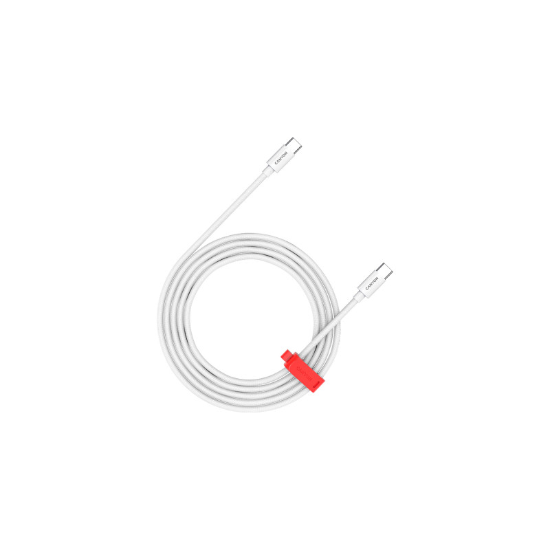 Дата кабель USB-C to USB-C 2.0m CC60AB 60W Braided White Canyon (CND-CC60AB20W)
