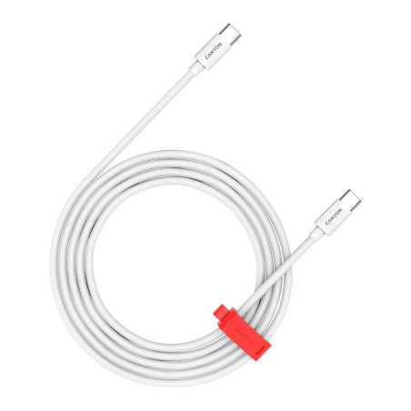 Дата кабель USB-C to USB-C 2.0m CC60AB 60W Braided White Canyon (CND-CC60AB20W)