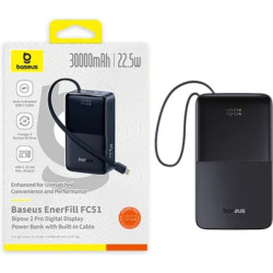 Батарея універсальна Baseus EnerFill FC51 Bipow2 Pro 30000mAh 22,5W build cab.USB-C black (E0028100)