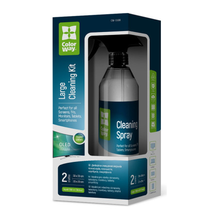 Спрей для очищення ColorWay Cleaning Kit, Large, OLED/LED/LCD/TFT, 550ml, microfibre*2 (CW-5500)