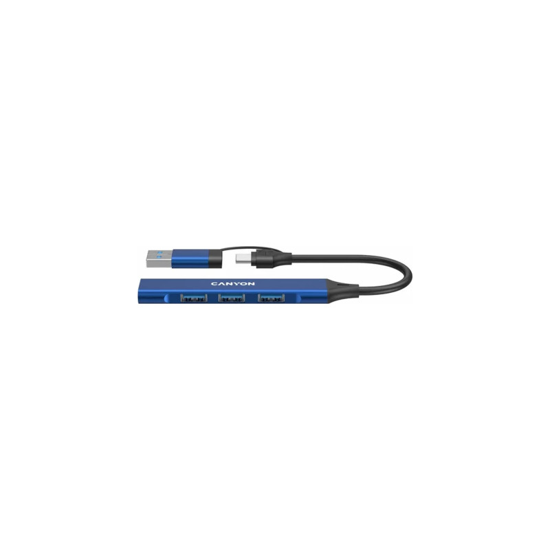 Концентратор Canyon hub DS-02 4in1 USB-A/C Blue (CNS-TDS02BL)