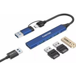 Концентратор Canyon hub DS-02 4in1 USB-A/C Blue (CNS-TDS02BL)