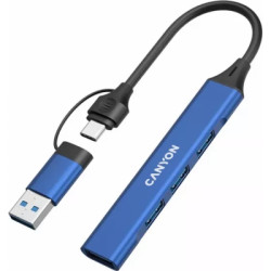 Концентратор Canyon hub DS-02 4in1 USB-A/C Blue (CNS-TDS02BL)