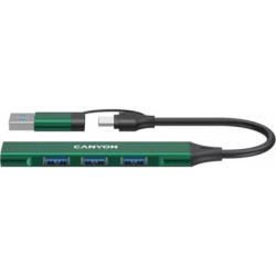 Концентратор Canyon hub DS-02 4in1 USB-A/C Green (CNS-TDS02GR)