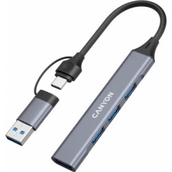 Концентратор Canyon USB-C/A 4-in-1 1xUSB 3.0 + 3xUSB 2.0 gray (CNS-TDS02G)