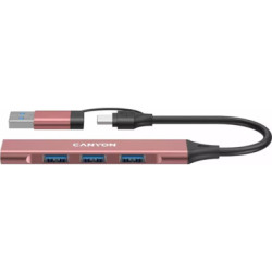 Концентратор Canyon hub DS-02 4in1 USB-A/C Pink (CNS-TDS02P)