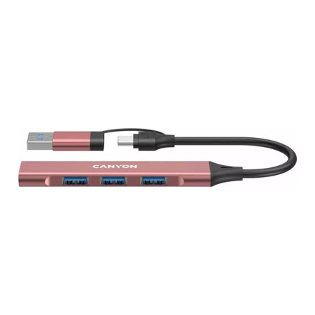Концентратор Canyon hub DS-02 4in1 USB-A/C Pink (CNS-TDS02P)