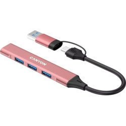 Концентратор Canyon hub DS-02 4in1 USB-A/C Pink (CNS-TDS02P)