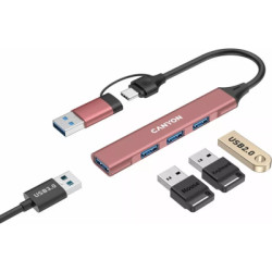 Концентратор Canyon hub DS-02 4in1 USB-A/C Pink (CNS-TDS02P)