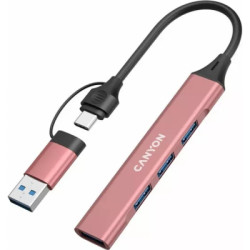 Концентратор Canyon hub DS-02 4in1 USB-A/C Pink (CNS-TDS02P)