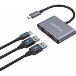 Концентратор Canyon hub DS-3 3in1 USB-C Dark Grey (CNS-TDS3)