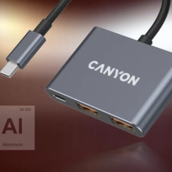 Концентратор Canyon hub DS-3 3in1 USB-C Dark Grey (CNS-TDS3)
