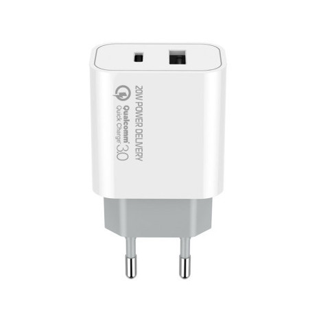 Зарядний пристрій ColorWay Type-C PD + USB QC3.0 (20W) V2 white (CW-CHS025QPD-WT)